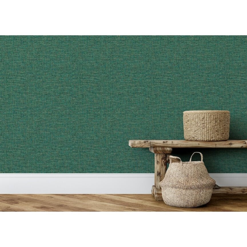 - Esselle Artisan Weave Emerald Wallpaper - 100001EH - Decor Warehouse