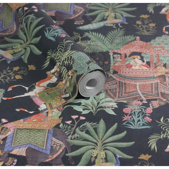 - Esselle Emperor's Garden Black Multicoloured Wallpaper - 100011EH - Decor Warehouse