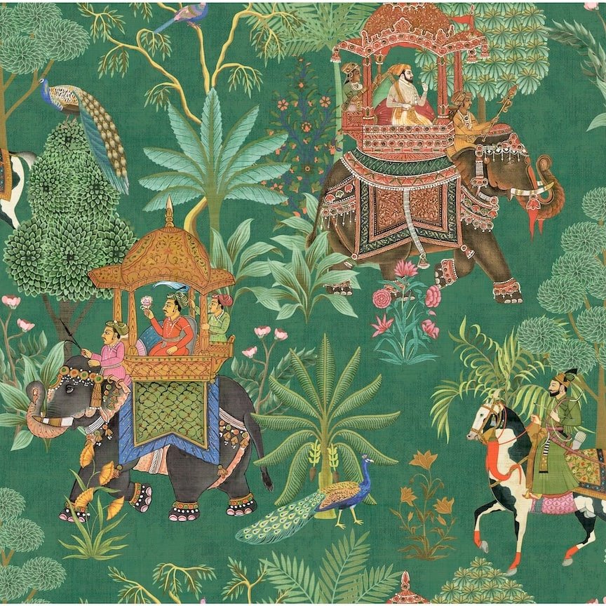- Esselle Emperor's Garden Emerald Multicoloured Wallpaper - 100012EH - Decor Warehouse