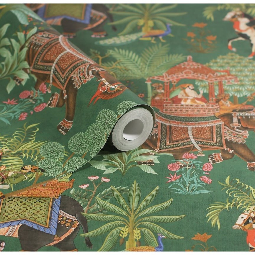 - Esselle Emperor's Garden Emerald Multicoloured Wallpaper - 100012EH - Decor Warehouse