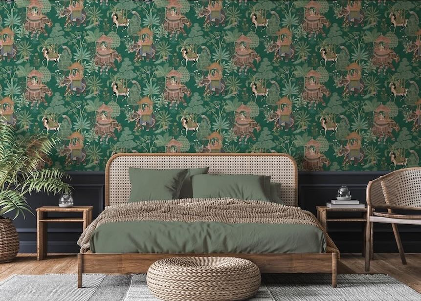 - Esselle Emperor's Garden Emerald Multicoloured Wallpaper - 100012EH - Decor Warehouse
