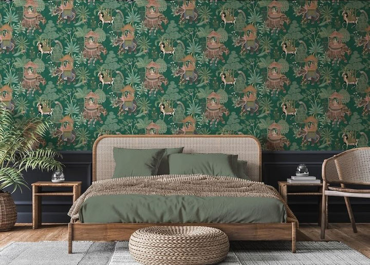 - Esselle Emperor's Garden Emerald Multicoloured Wallpaper - 100012EH - Decor Warehouse