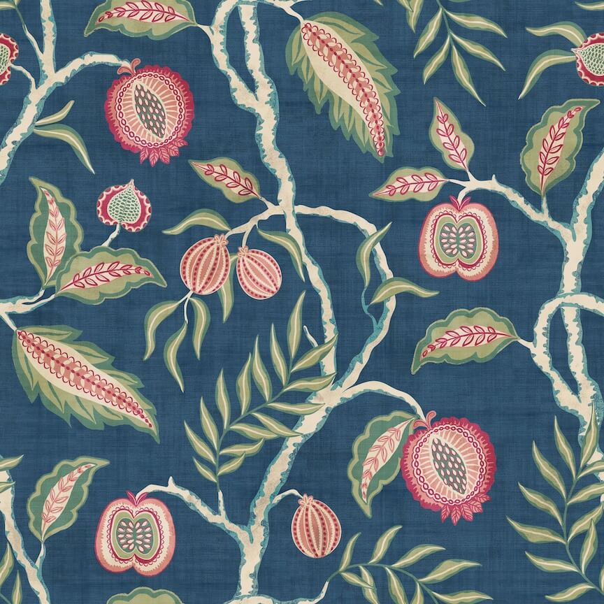 - Esselle Fruits of Paradise Navy Wallpaper - 100022EH - Decor Warehouse