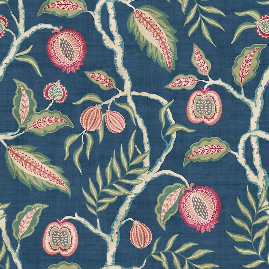 - Esselle Fruits of Paradise Navy Wallpaper - 100022EH - Decor Warehouse