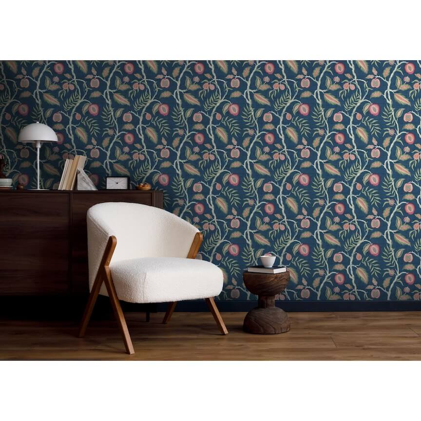 - Esselle Fruits of Paradise Navy Wallpaper - 100022EH - Decor Warehouse