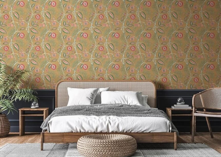 - Esselle Fruits of Paradise Ochre Wallpaper - 100023EH - Decor Warehouse