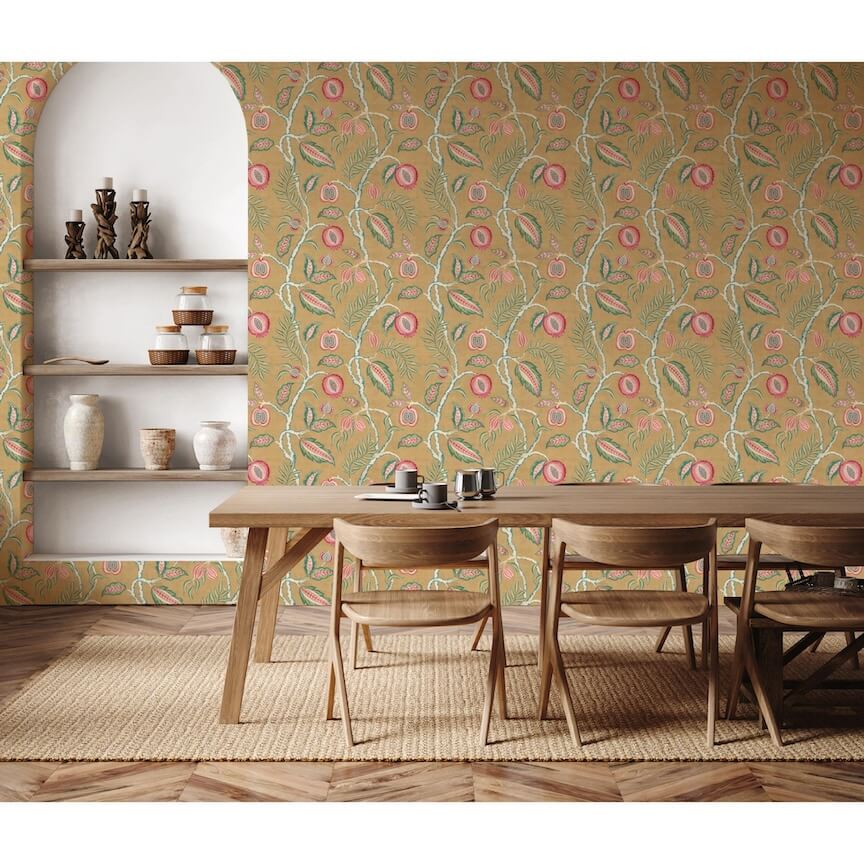 - Esselle Fruits of Paradise Ochre Wallpaper - 100023EH - Decor Warehouse