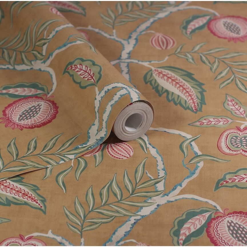 - Esselle Fruits of Paradise Ochre Wallpaper - 100023EH - Decor Warehouse