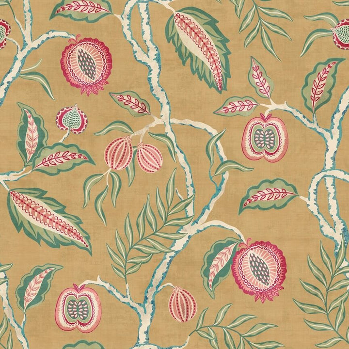 - Esselle Fruits of Paradise Ochre Wallpaper - 100023EH - Decor Warehouse