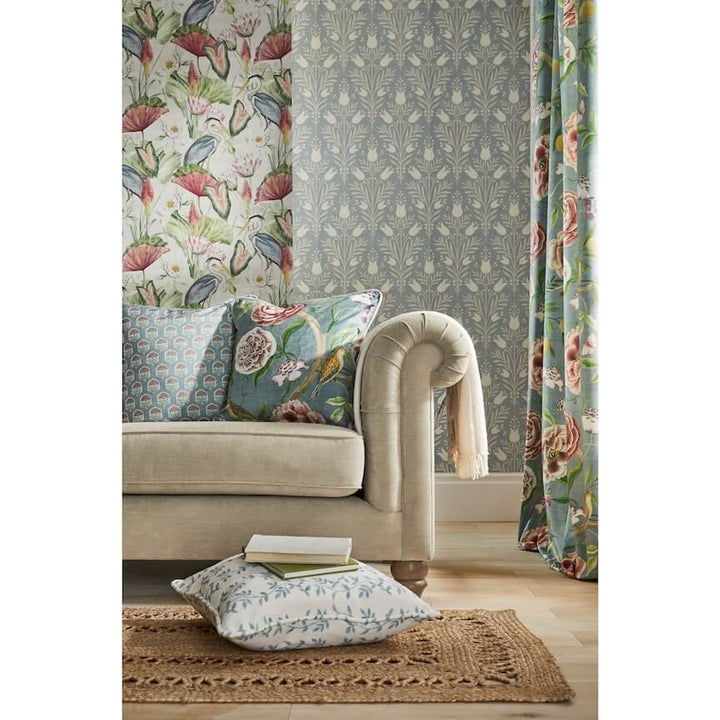 - Esselle Heritage Tulip Chalky Blue Wallpaper - 100025EH - Decor Warehouse