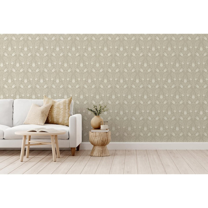 - Esselle Heritage Tulip Taupe Wallpaper - 100027EH - Decor Warehouse