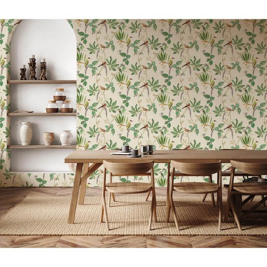 - Esselle Hill Top Garden Cotton/Green Wallpaper - 100028EH - Decor Warehouse