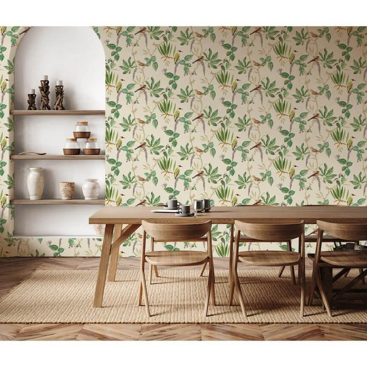 - Esselle Hill Top Garden Cotton/Green Wallpaper - 100028EH - Decor Warehouse