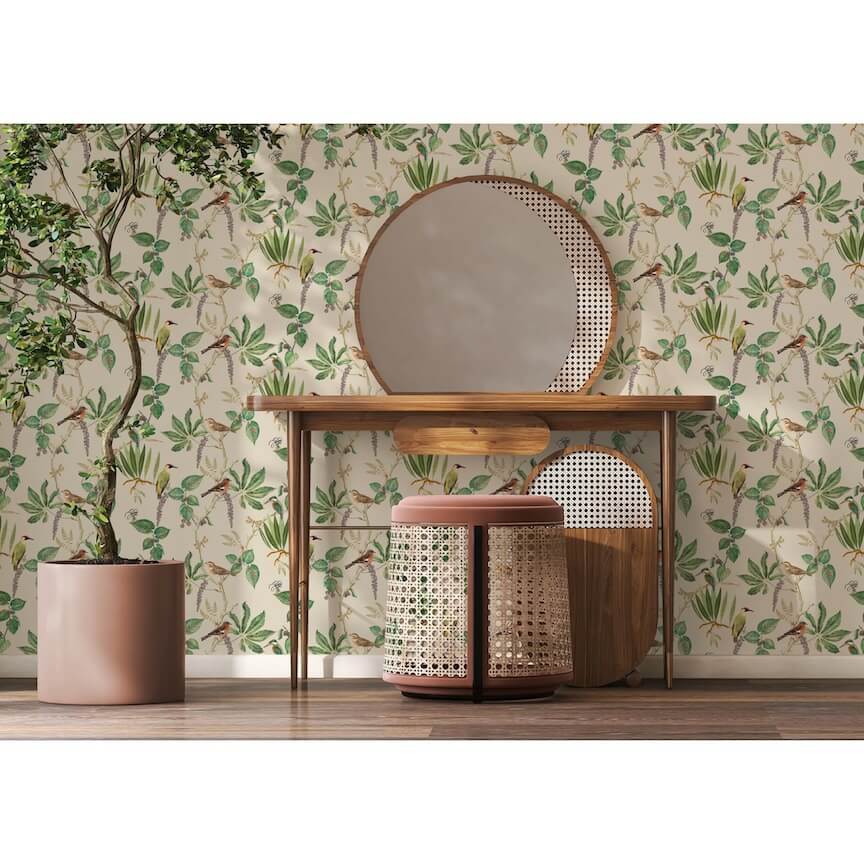 - Esselle Hill Top Garden Cotton/Green Wallpaper - 100028EH - Decor Warehouse