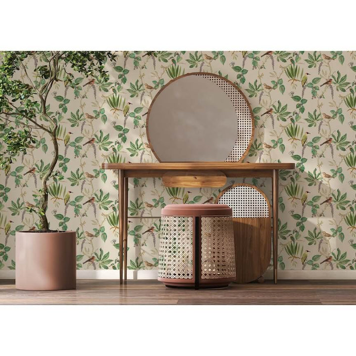 - Esselle Hill Top Garden Cotton/Green Wallpaper - 100028EH - Decor Warehouse