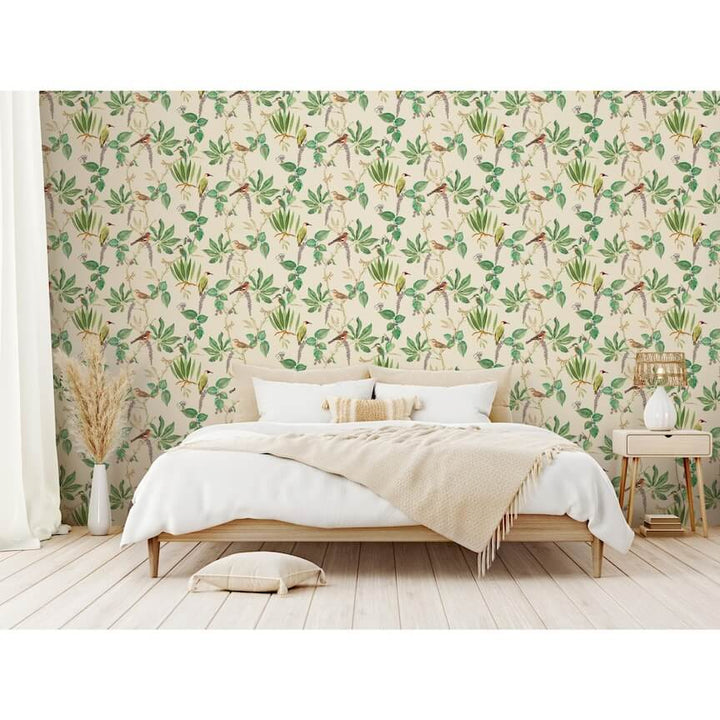 - Esselle Hill Top Garden Cotton/Green Wallpaper - 100028EH - Decor Warehouse