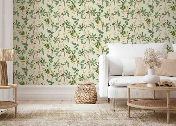 - Esselle Hill Top Garden Cotton/Green Wallpaper - 100028EH - Decor Warehouse
