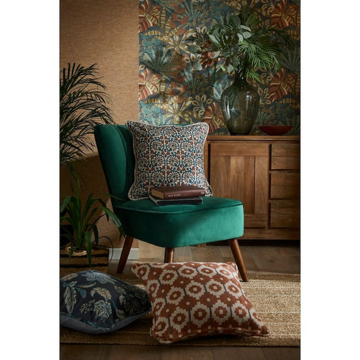 - Esselle Kirra Leaf Navy/Spice Wallpaper - 100032EH - Decor Warehouse