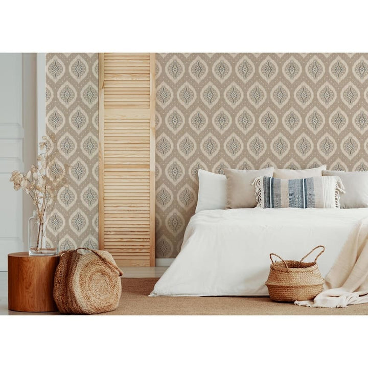 - Esselle Odina Ikat Natural Wallpaper - 100036EH - Decor Warehouse