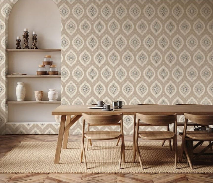 - Esselle Odina Ikat Natural Wallpaper - 100036EH - Decor Warehouse