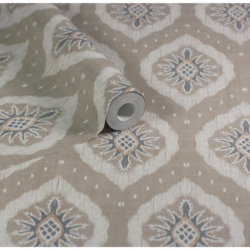 - Esselle Odina Ikat Natural Wallpaper - 100036EH - Decor Warehouse