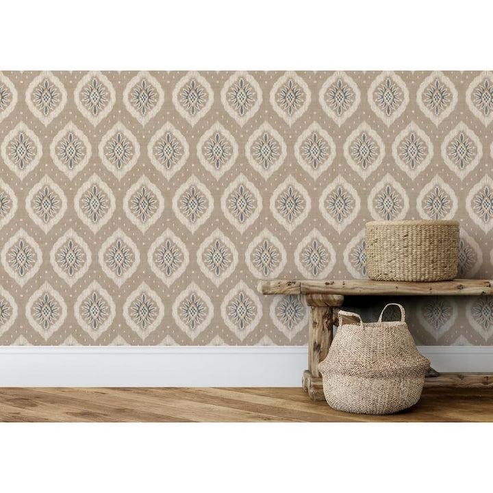 - Esselle Odina Ikat Natural Wallpaper - 100036EH - Decor Warehouse