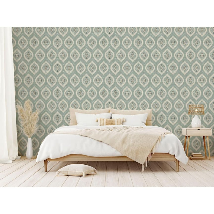 - Esselle Odina Ikat Seafoam Wallpaper - 100037EH - Decor Warehouse