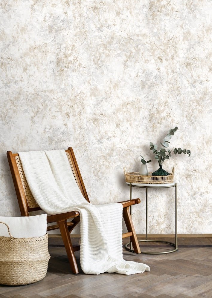 - Flint Cream Stone Effect Wallpaper - M78507 - Decor Warehouse