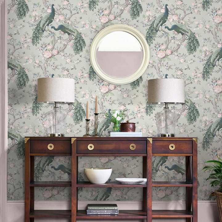 Laura Ashley Belvedere Sage Green Wallpaper - 130113