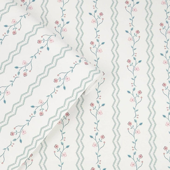 Striped Kitchen Wallpaper Collection- Laura Ashley Blencow Stripe Duck Egg Wallpaper - 122748 - Decor Warehouse