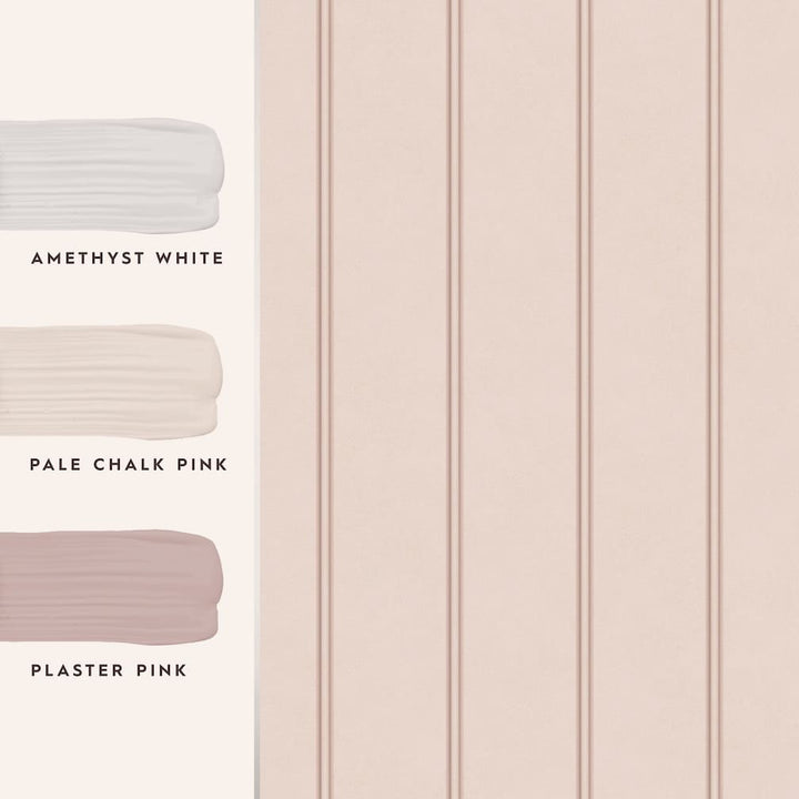 Laura Ashley Chalford Wood Panelling Plaster Pink Wallpaper - 122760