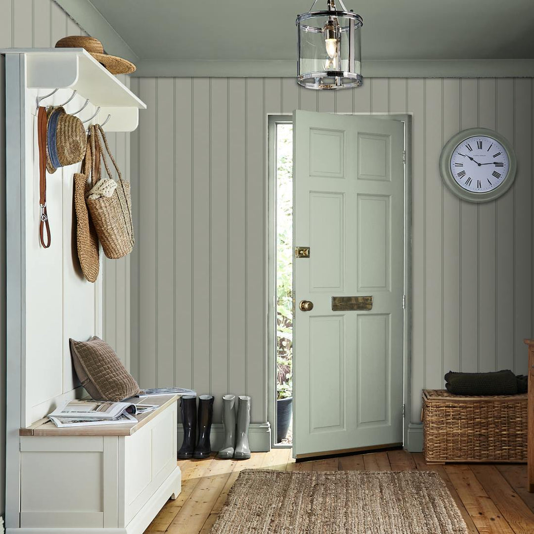 - Laura Ashley Chalford Wood Panelling Sage Wallpaper - 122757 - Decor Warehouse