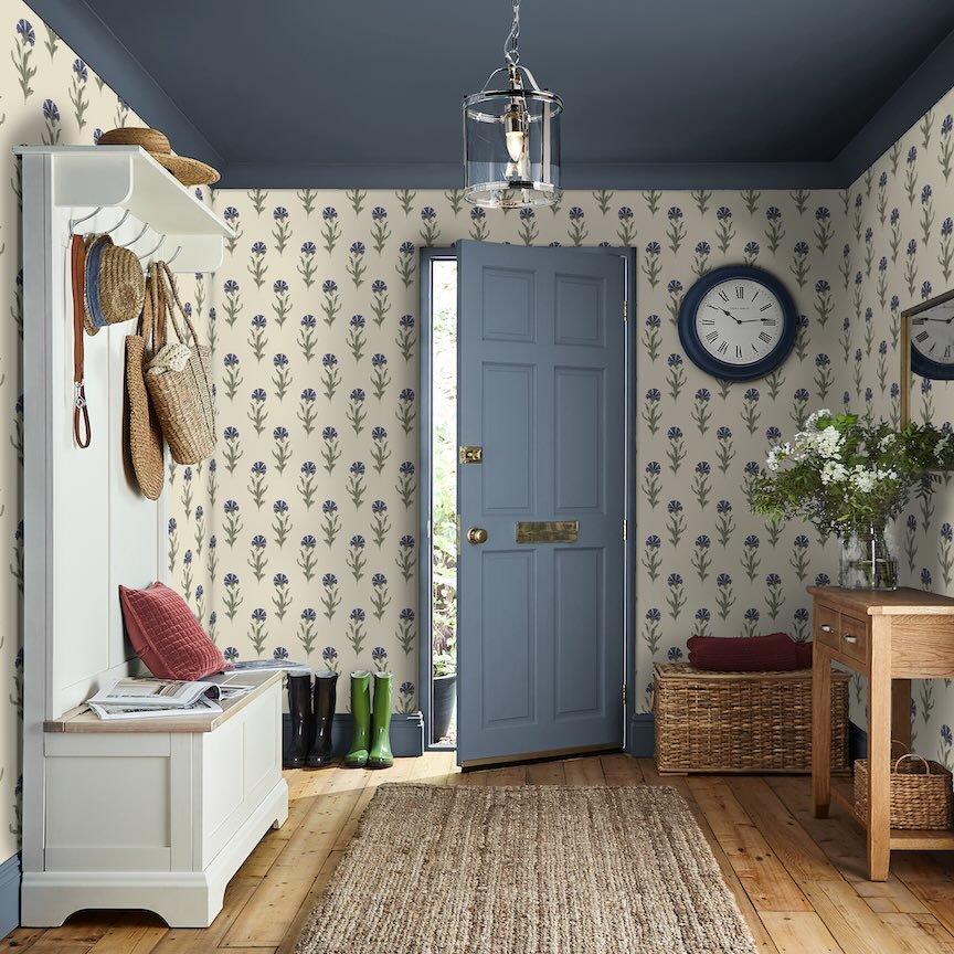 Laura Ashley Dandelion Dusky Seaspray Blue Wallpaper - 121068