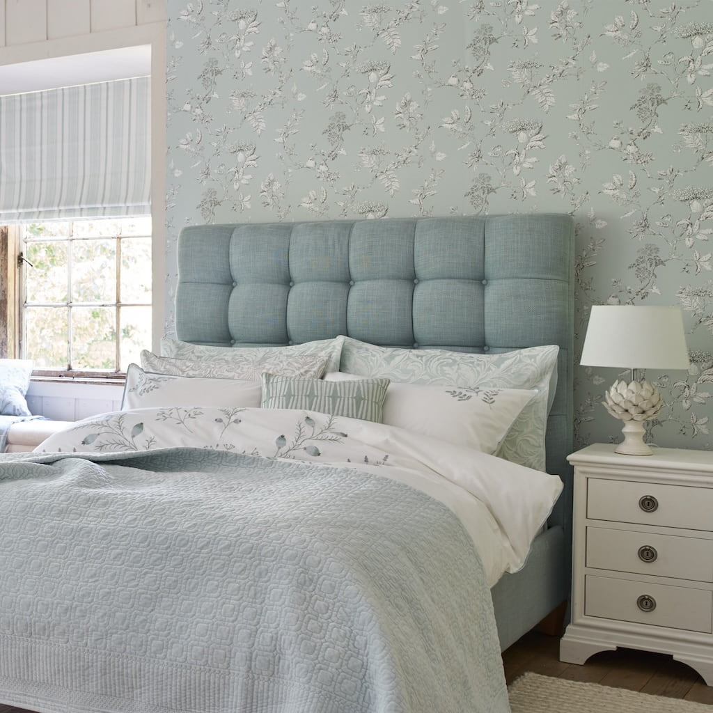 - Laura Ashley Elderwood Duck Egg Wallpaper - 113345 - Decor Warehouse