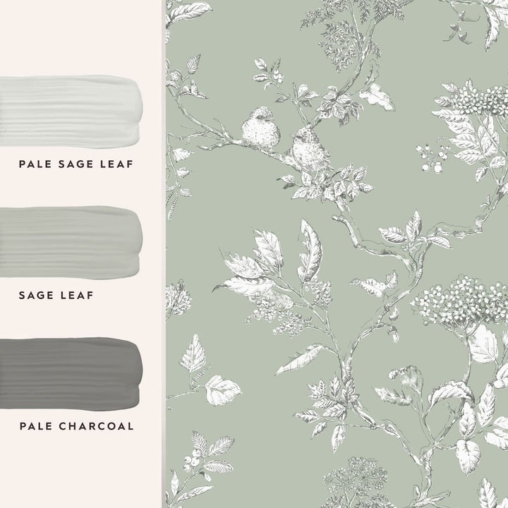 Laura Ashley Elderwood Sage Wallpaper - 113348