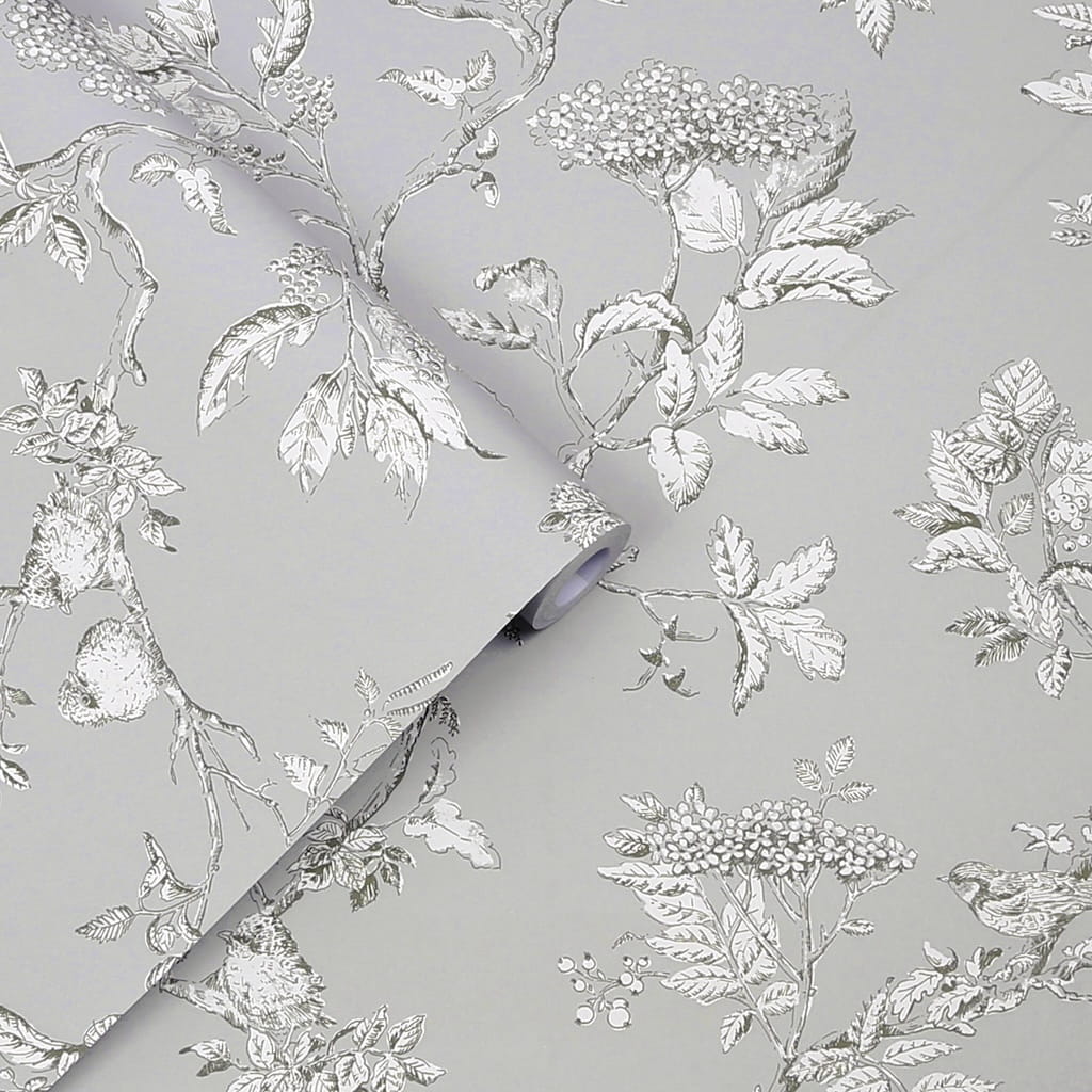 - Laura Ashley Elderwood Steel Wallpaper - 113347 - Decor Warehouse