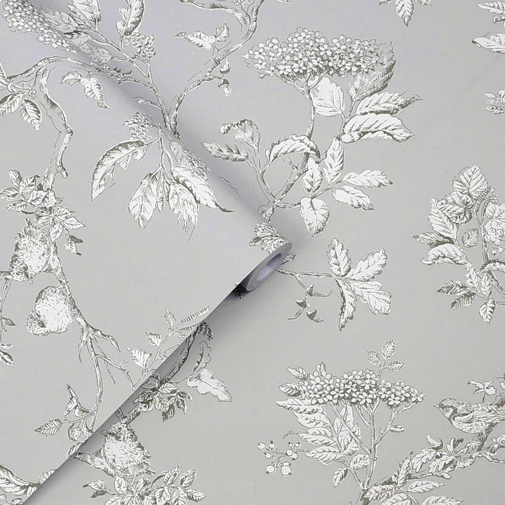 - Laura Ashley Elderwood Steel Wallpaper - 113347 - Decor Warehouse