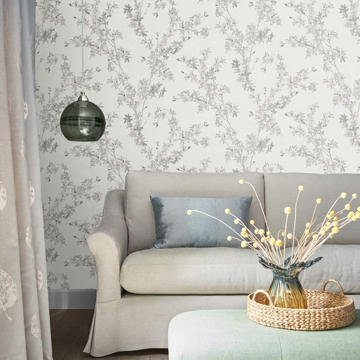 - Laura Ashley Forstyhia Steel Wallpaper - 113349 - Decor Warehouse