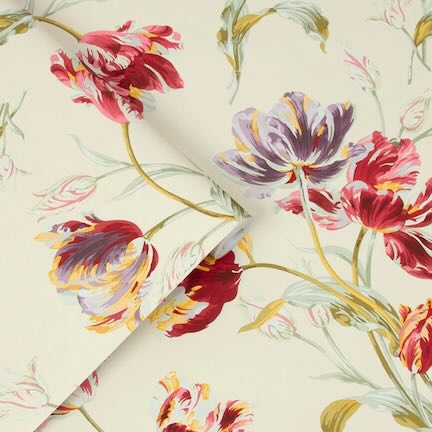 Laura Ashley Floral Wallpaper Collection - Gosford Cranberry wallpaper roll