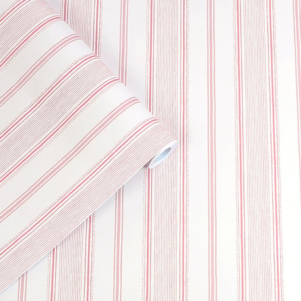 - Laura Ashley Heacham Stripe Blush Wallpaper - 115270 - Decor Warehouse