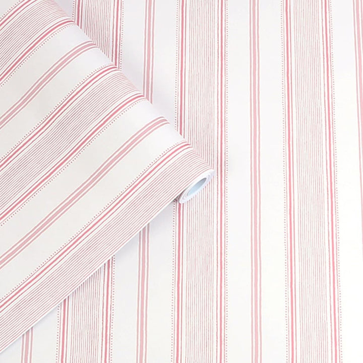 - Laura Ashley Heacham Stripe Blush Wallpaper - 115270 - Decor Warehouse