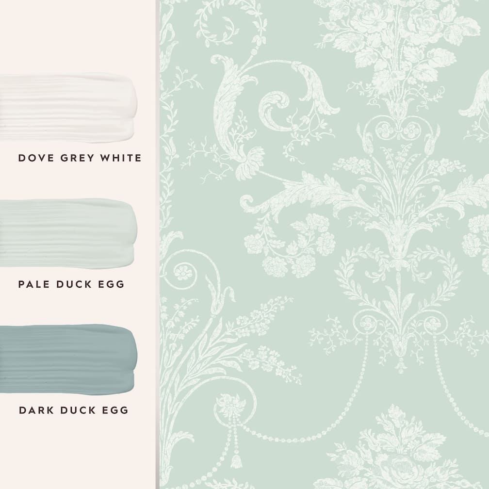Laura Ashley Josette Duck Egg Wallpaper - 113380