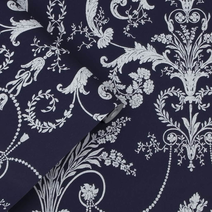 - Laura Ashley Josette Midnight Wallpaper - 113386 - Decor Warehouse