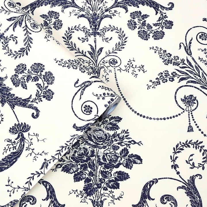 - Laura Ashley Josette Off White and Midnight Wallpaper - 113387 - Decor Warehouse