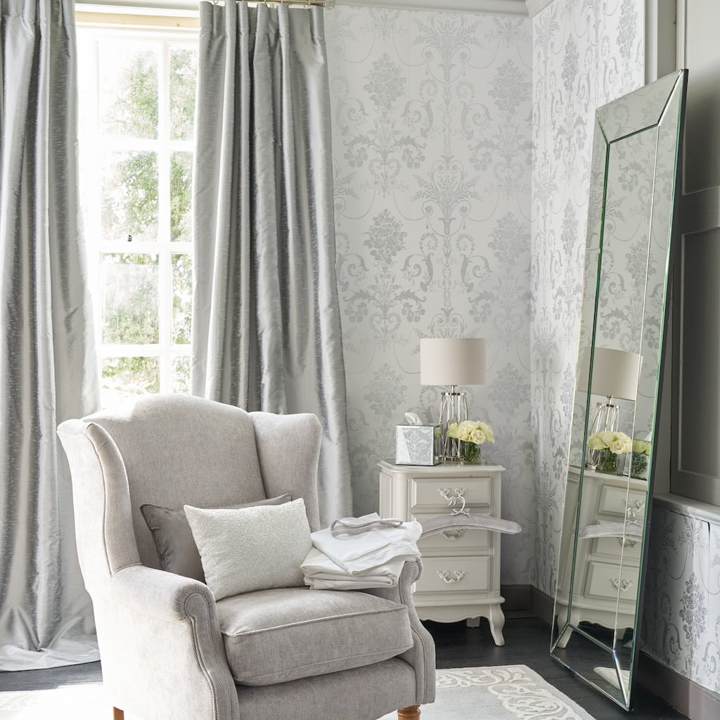 - Laura Ashley Josette Silver Wallpaper - 113379 - Decor Warehouse