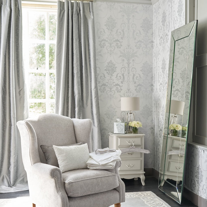 - Laura Ashley Josette Silver Wallpaper - 113379 - Decor Warehouse