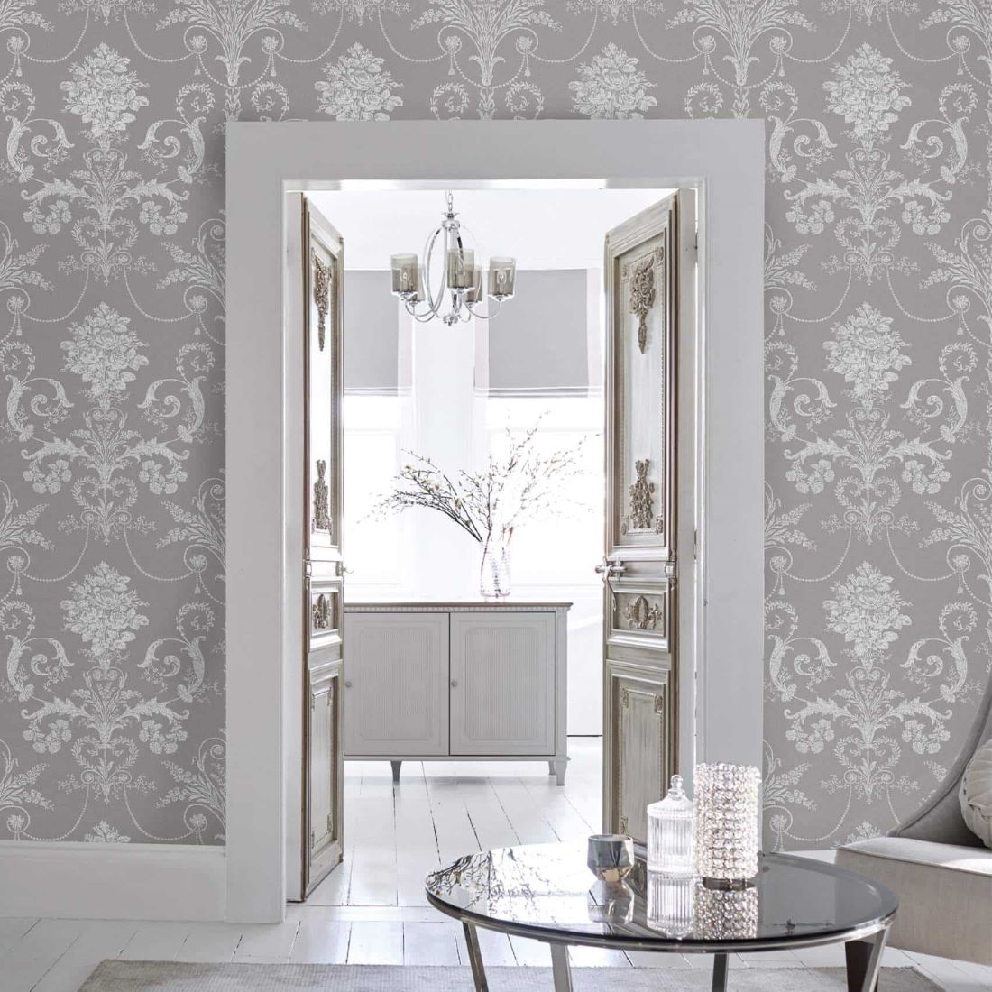 - Laura Ashley Josette Steel Wallpaper - 113383 - Decor Warehouse