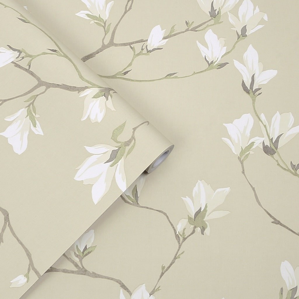 - Laura Ashley Magnolia Grove Natural Wallpaper - 113353 - Decor Warehouse