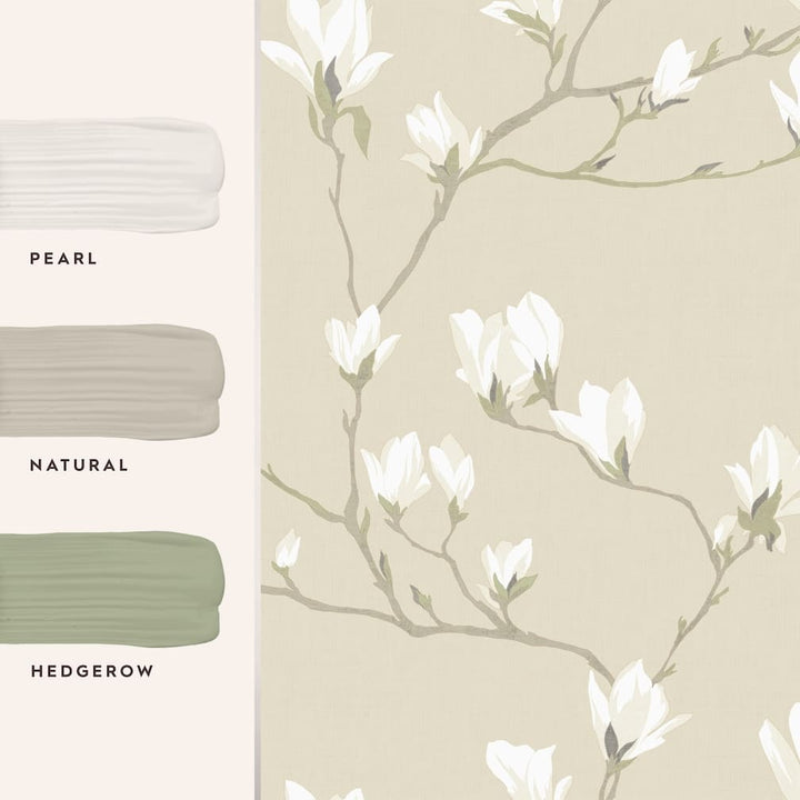 Laura Ashley Magnolia Grove Natural Wallpaper - 113353