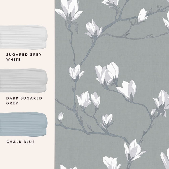 Laura Ashley Magnolia Grove Slate Wallpaper - 113354
